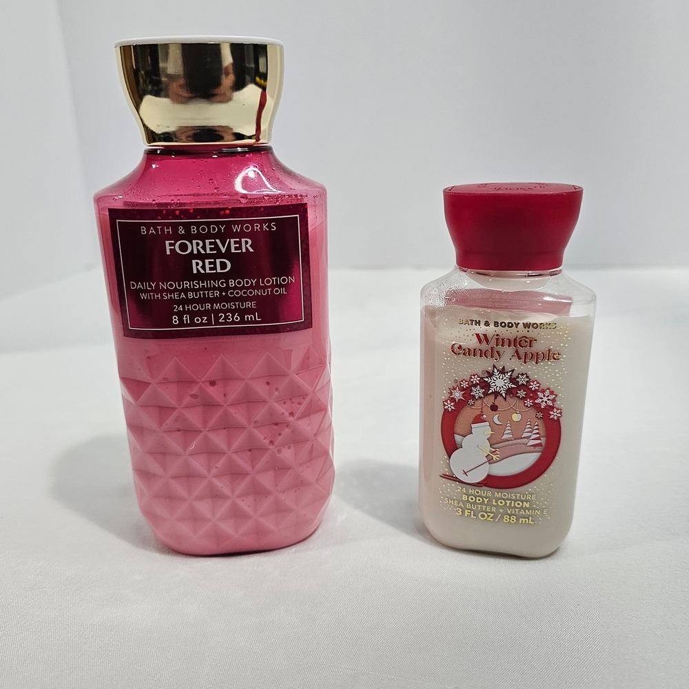Bath & Body Works Forever Red & Winter Candy Apple Body Lotion Set Duo
